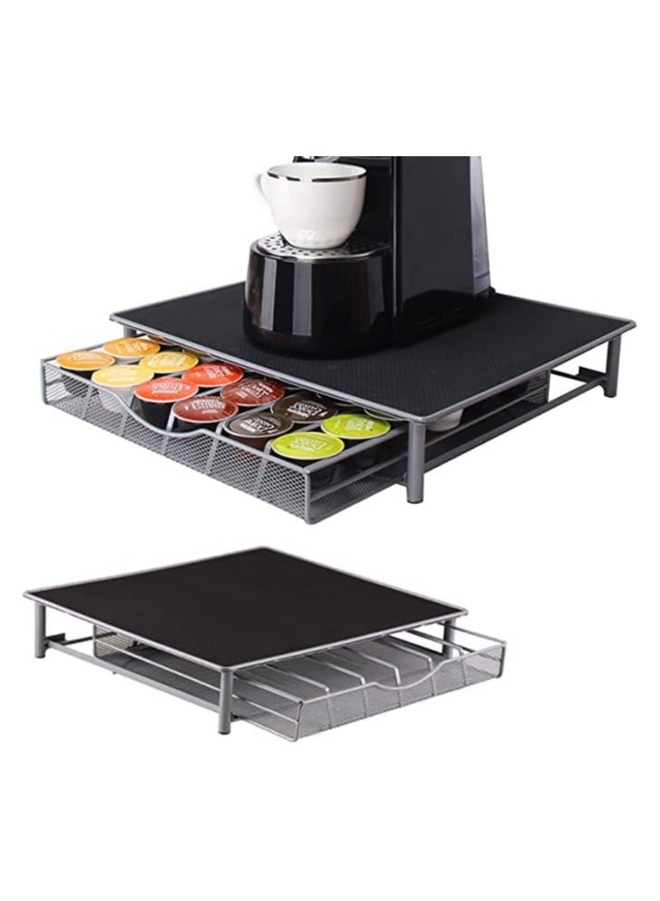 بلومنغ تايم حامل كبسولات القهوة وحامل ماكينة القهوة مضاد للاهتزاز وغير قابل للانزلاق ورف أدراج شبكي لـ 36 قطعة من دولتشي غوستو - Image 1